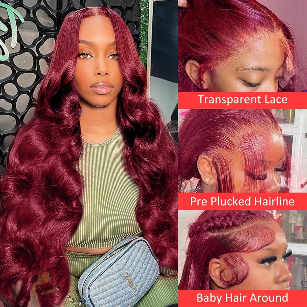 Body Wave Pre-plucked HD Transparent Lace Glueless Wigs w/Baby Hair