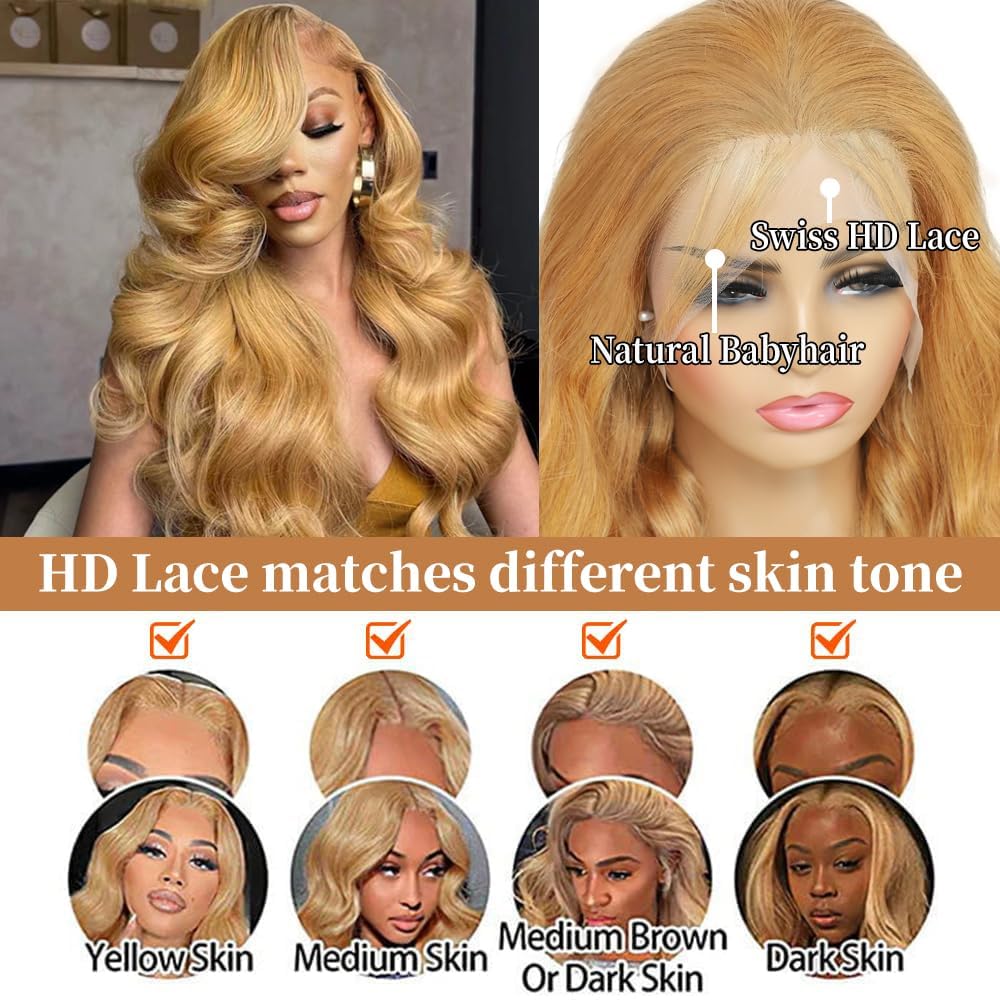 Body Wave Pre-plucked HD Transparent Lace Glueless Wigs w/Baby Hair