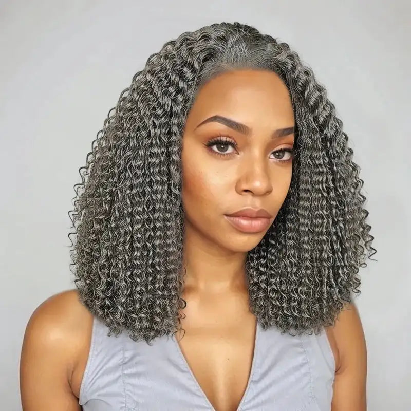 Glueless 5x5 Lace Closure Deep Wave Salt & Pepper Wigs