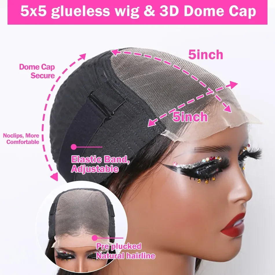 Glueless 5x5 Lace Closure Deep Wave Salt & Pepper Wigs