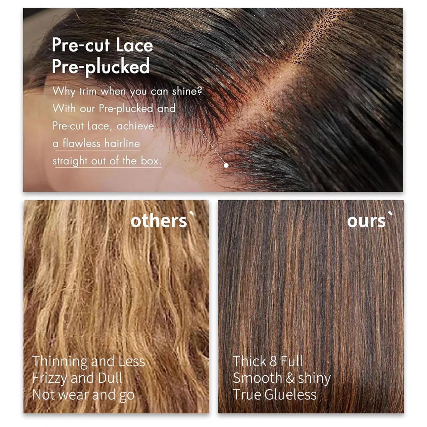 Ombre Brown Honey Blonde Straight Bob Human Hair Wigs