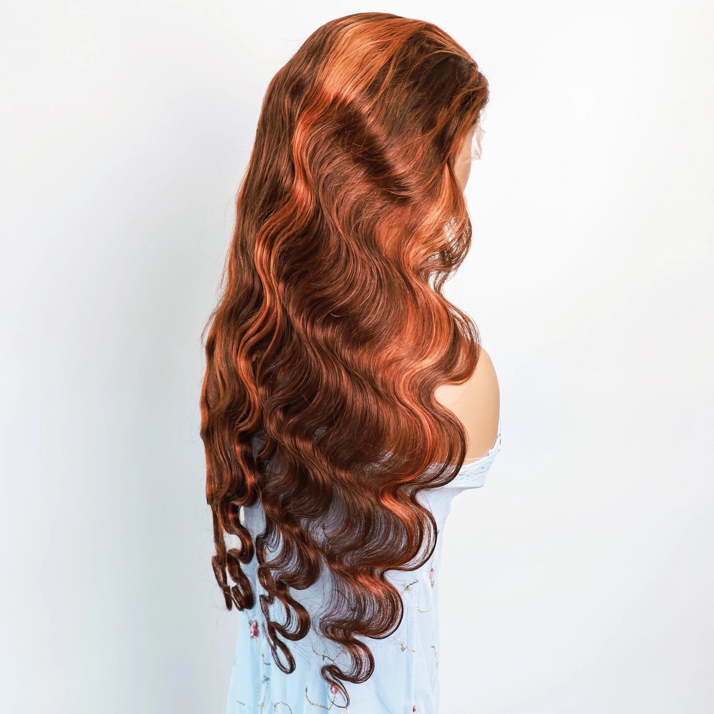 Highlighted Ginger Brown Lace Frontal Human Hair Wigs