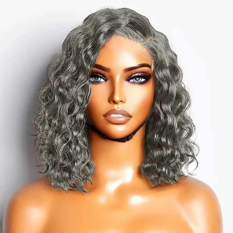 Glueless Bob Body Wave Salt & Pepper Lace Front Human Hair Wigs