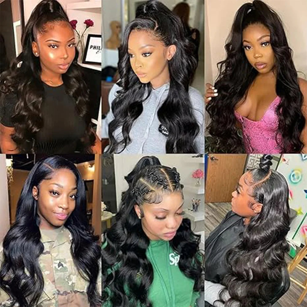 Body Wave Lace Front Human Hair Pre-plucked Wigs w/Baby Hair