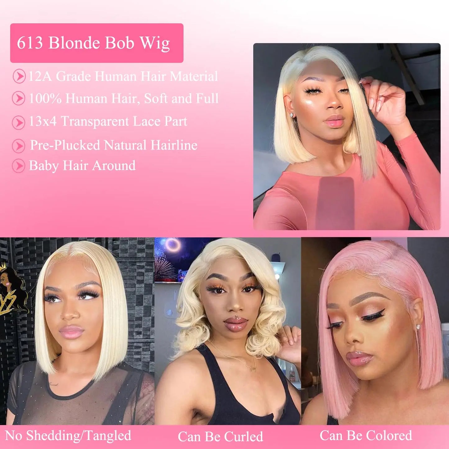 613 Blonde Short Straight Bob Wigs