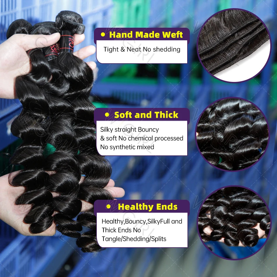 Loose Wave Double Weft Human Hair Weave Bundles