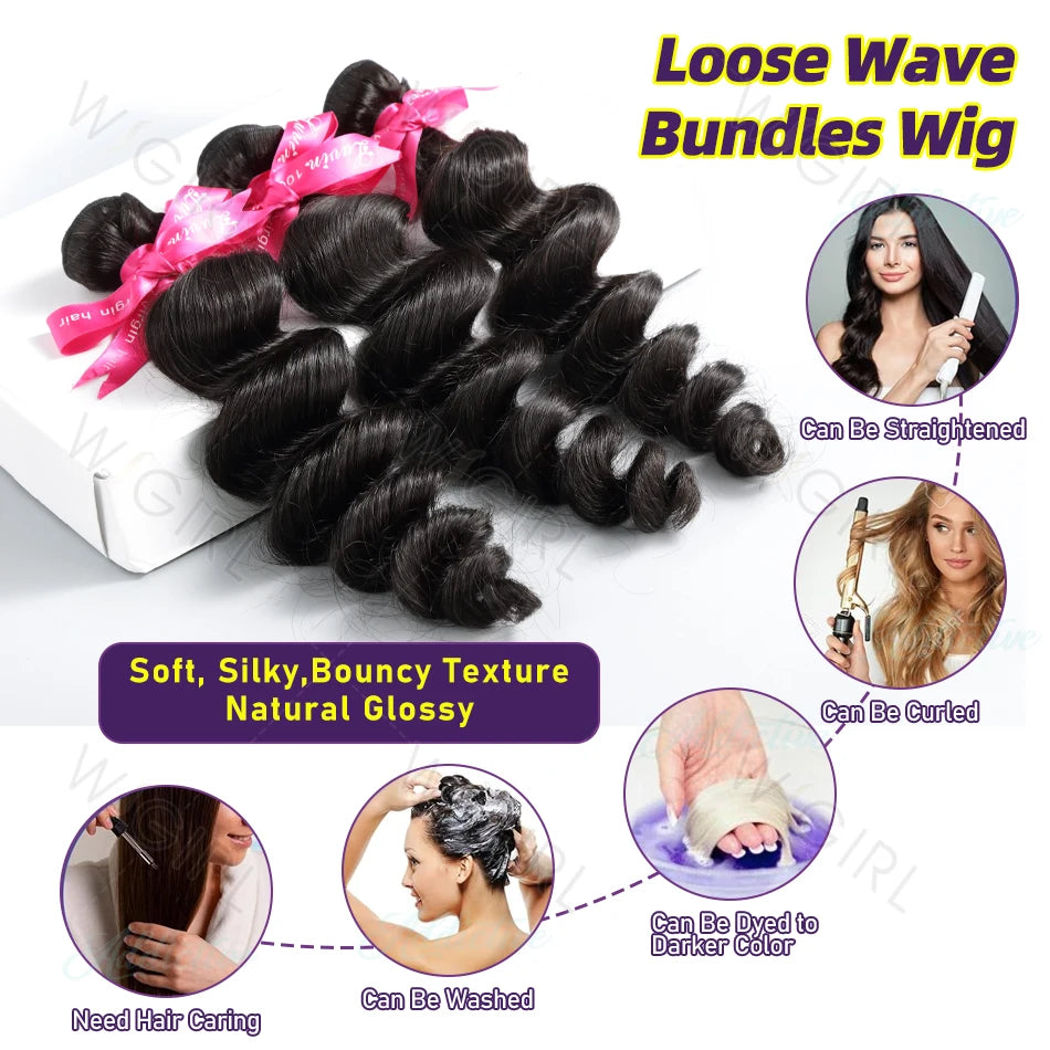 Loose Wave Double Weft Human Hair Weave Bundles