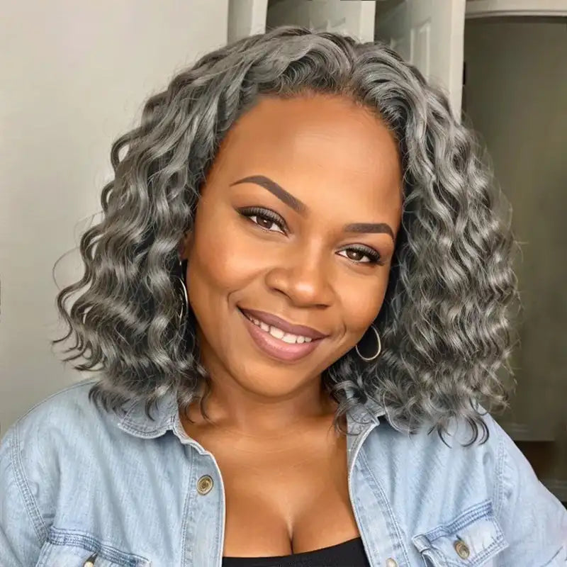 Glueless Bob Body Wave Salt & Pepper Lace Front Human Hair Wigs