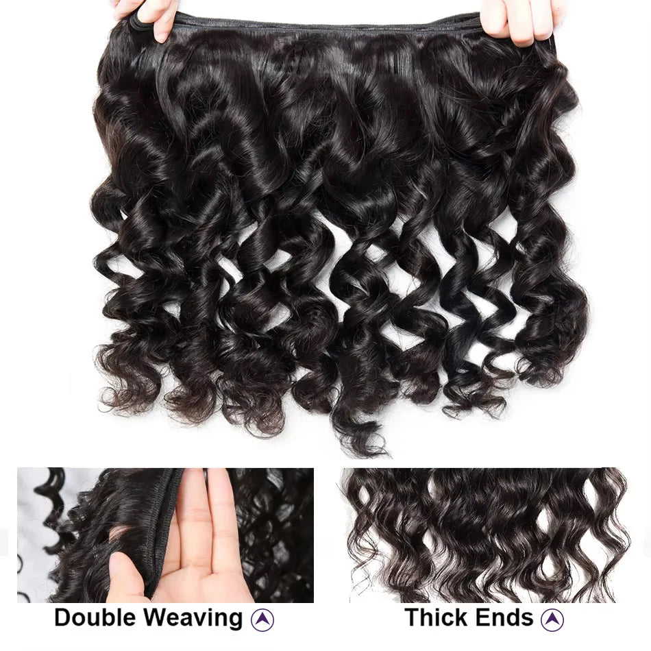 Loose Wave Double Weft Human Hair Weave Bundles