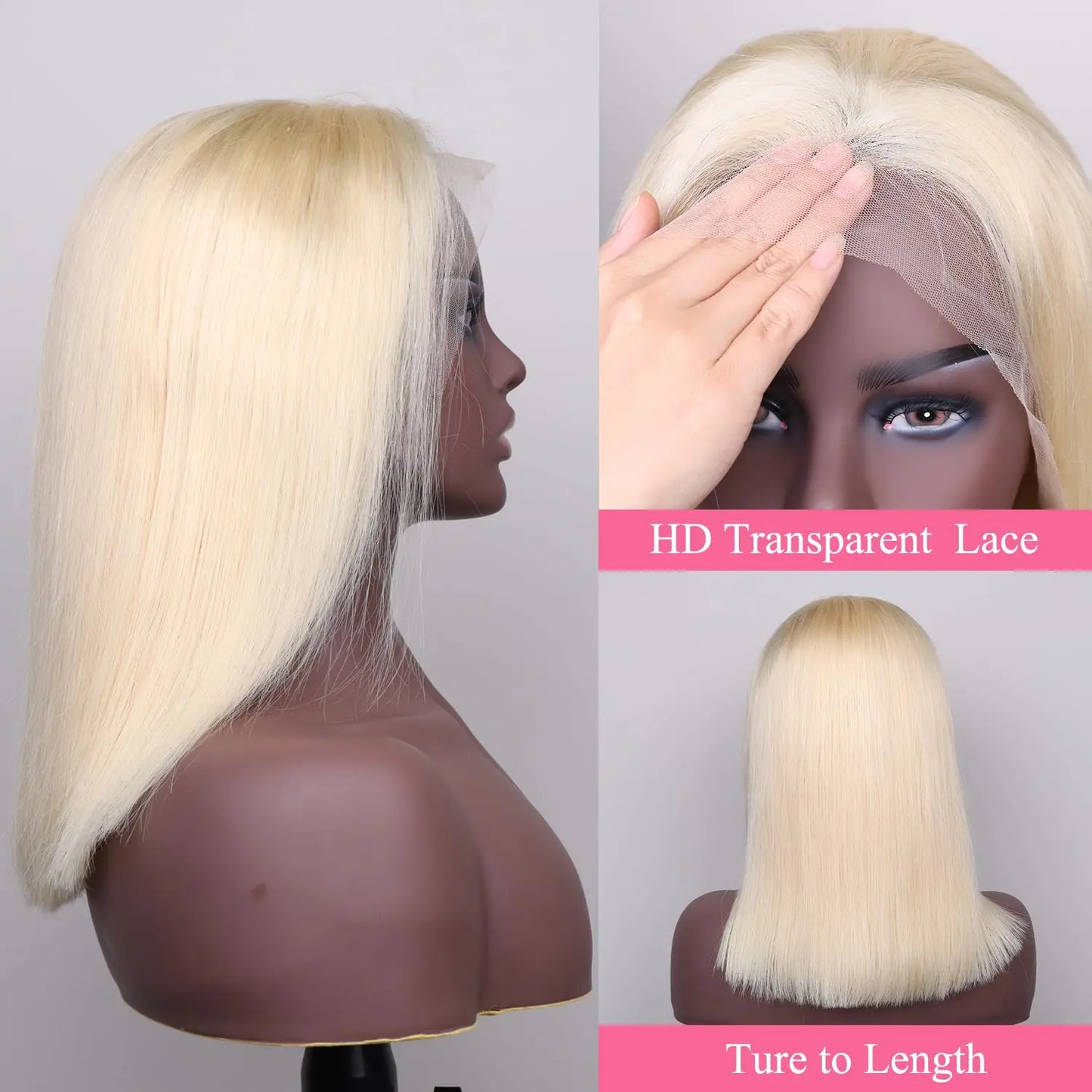 613 Blonde Short Straight Bob Wigs