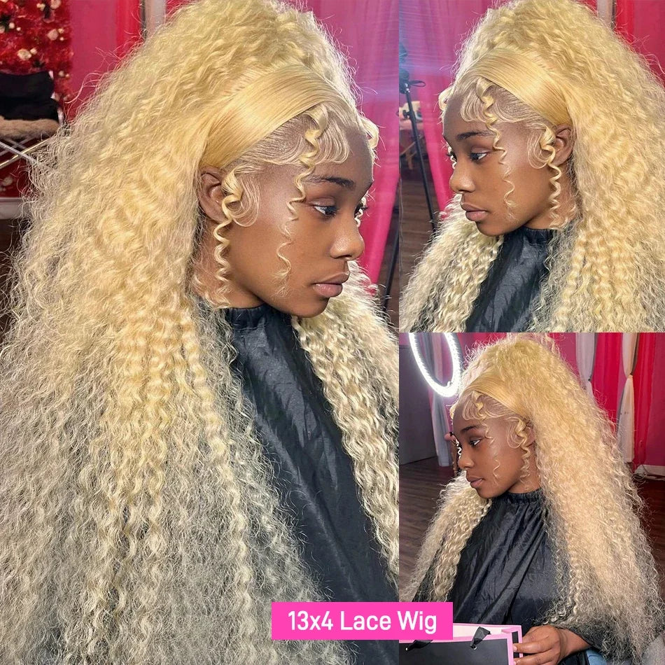 613 Curly Human Hair Lace Frontal Deep Wave Wigs